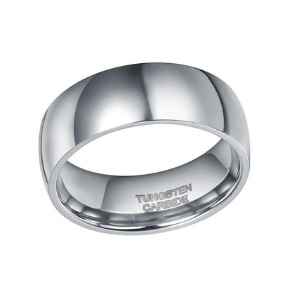 8mm Dome Silver Polished Mens Ring - Promise Rings
