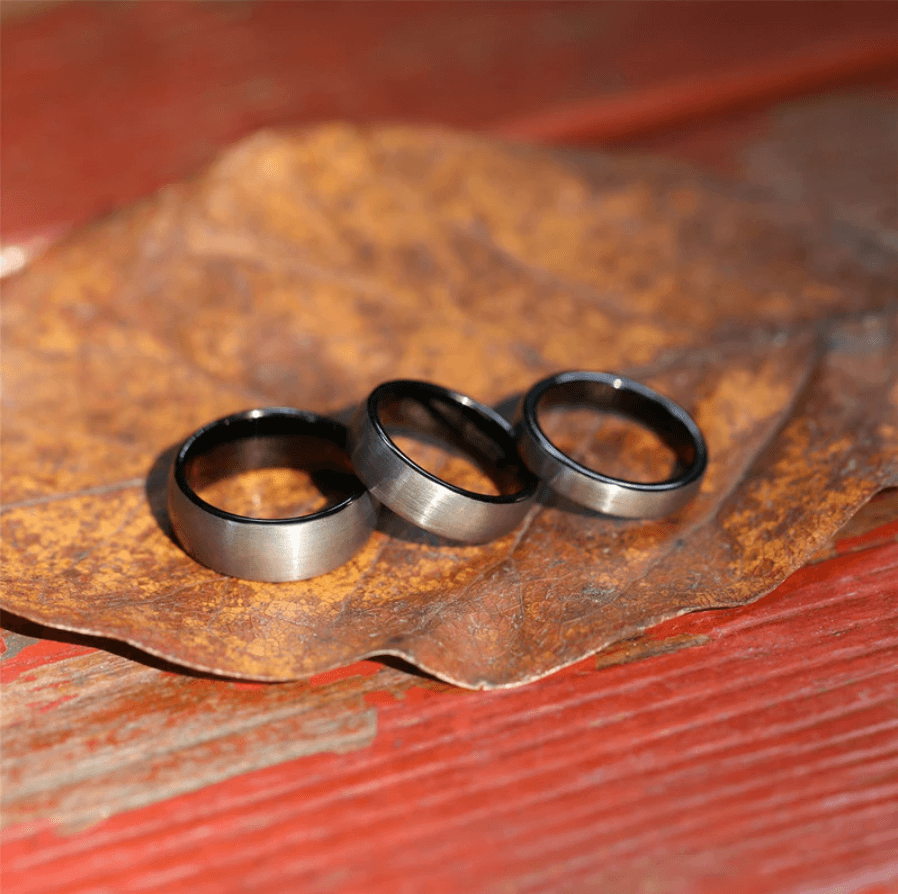 8mm I Love You Engraved Black Silver Tungsten Mens Ring - Promise Rings