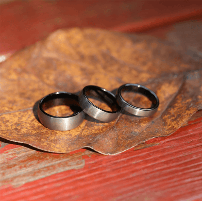 8mm I Love You Engraved Black Silver Tungsten Mens Ring - Promise Rings