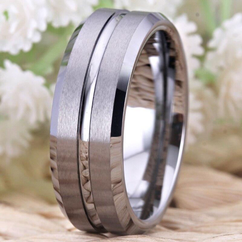 8mm Metallic Polished Silver Tungsten Mens Rings - Promise Rings