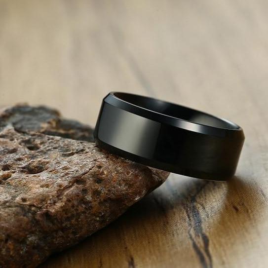 8mm Music Notes Musician Black Stainless Steel Men's Ring - Promise Rings