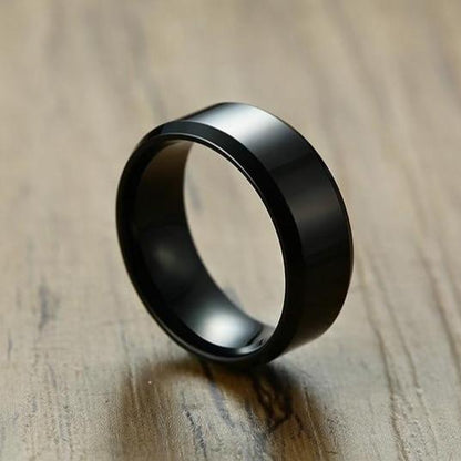 8mm Music Notes Musician Black Stainless Steel Men's Ring - Promise Rings