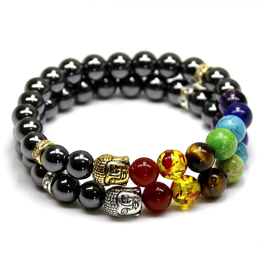 8mm Natural Black Lava Onyx Hematite Chakra Stone Bracelet (8 Styles) - Bracelets