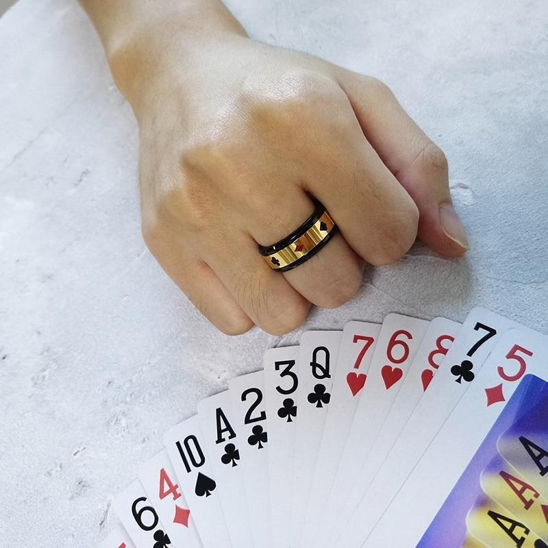 8mm Poker Playing Cards Lucky Fortune Spinner Men's Ring - Promise Rings