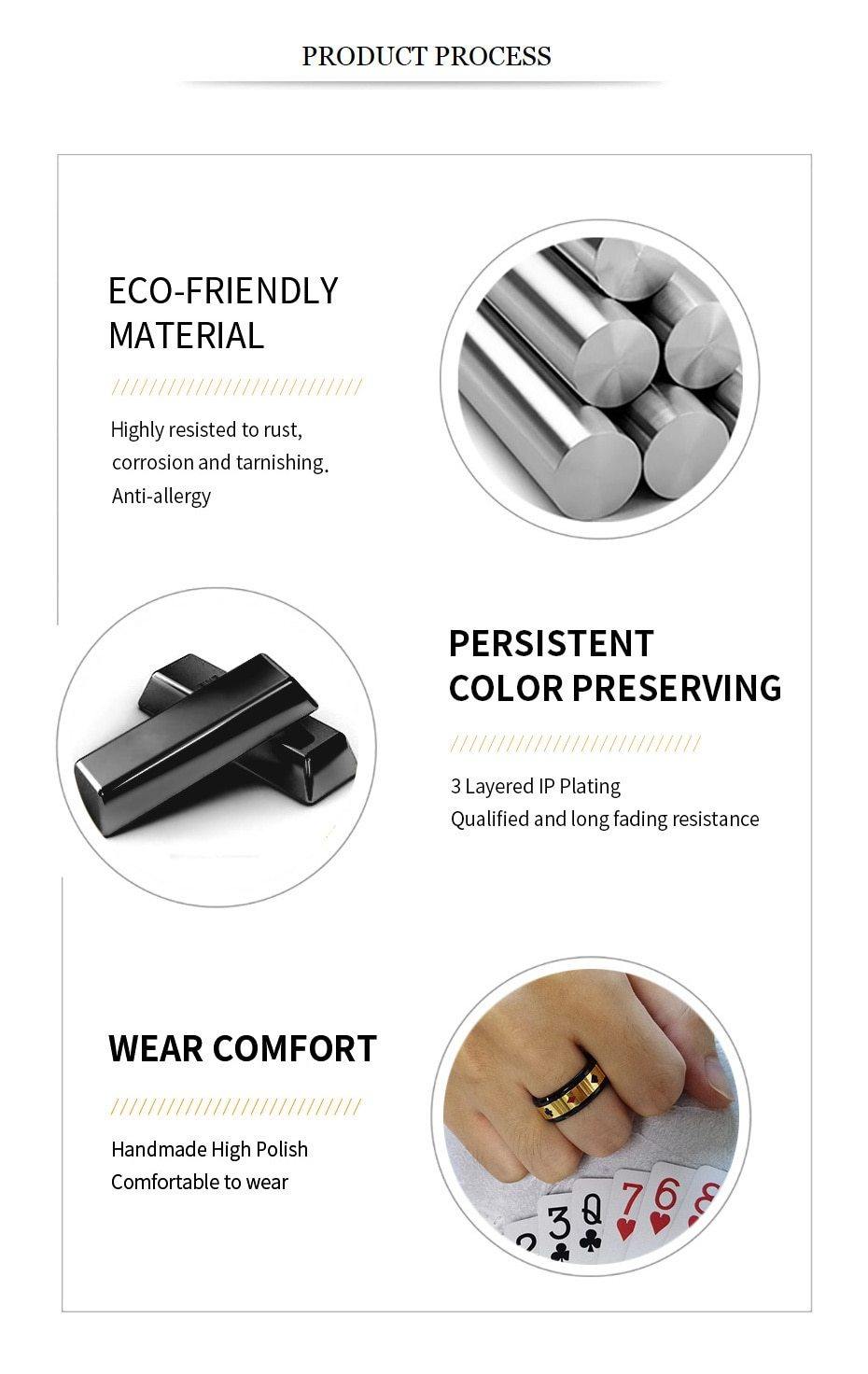 8mm Poker Playing Cards Lucky Fortune Spinner Men's Ring - Promise Rings