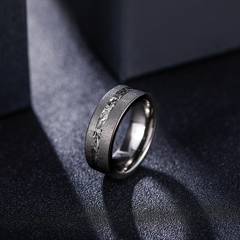 8mm Sanded With Zircon Silver Tungsten Unisex Ring - Promise Rings