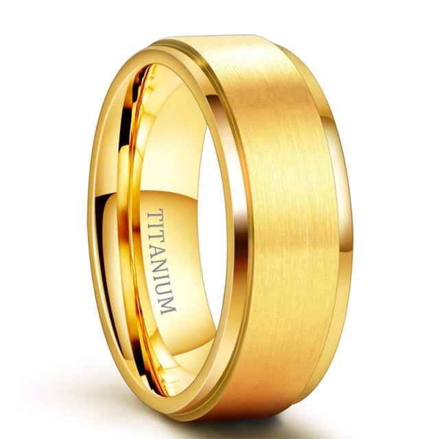 8mm Silver, Black or Gold Color Classic Titanium Unisex Ring