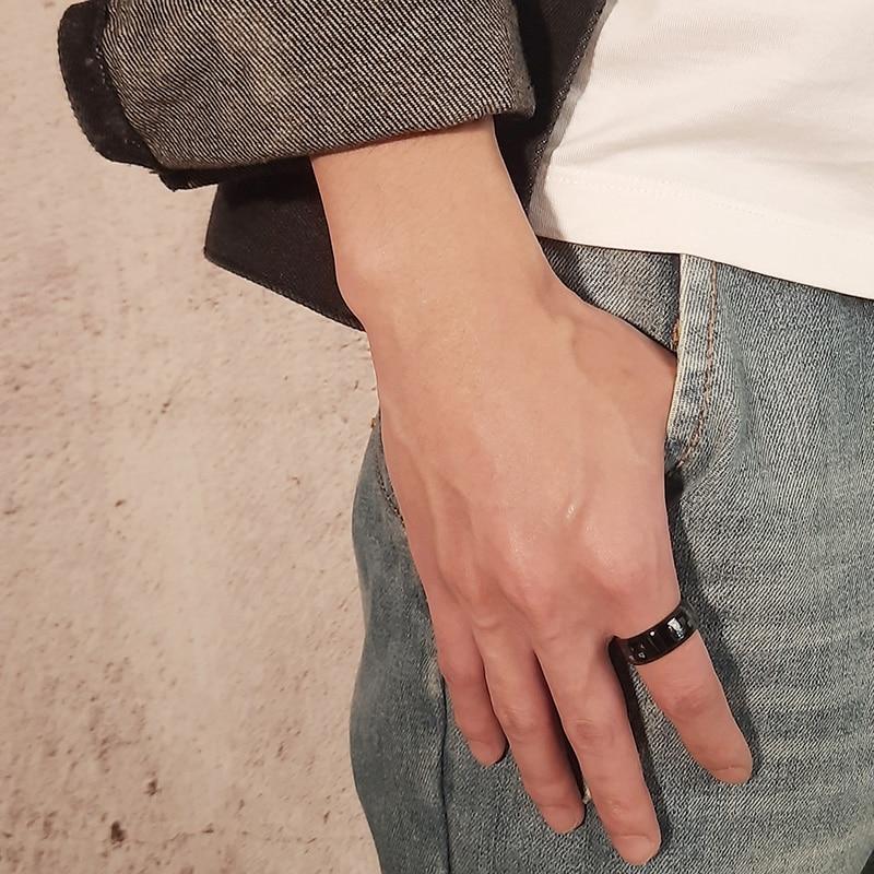 8mm Wolf Head Black Stainless Steel Men's Ring - Promise Rings