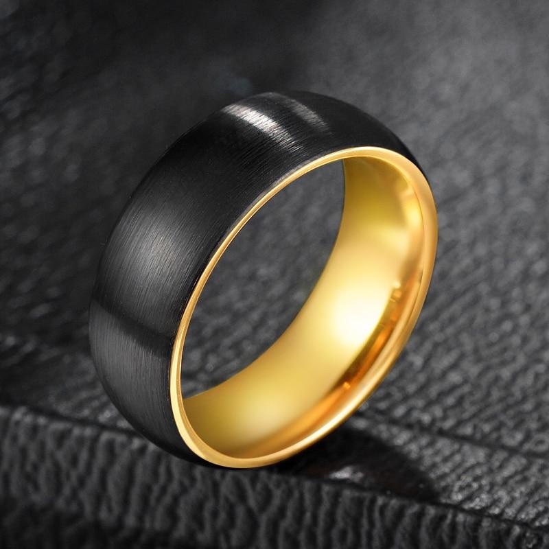 8mm Black & Gold Color Tungsten Mens Ring