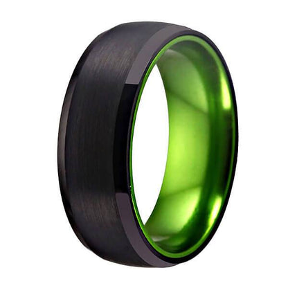 8mm Black & Irish Green Tungsten Unisex Ring