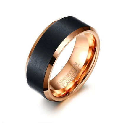 8mm Black & Rose Gold Color Tungsten Men's Ring