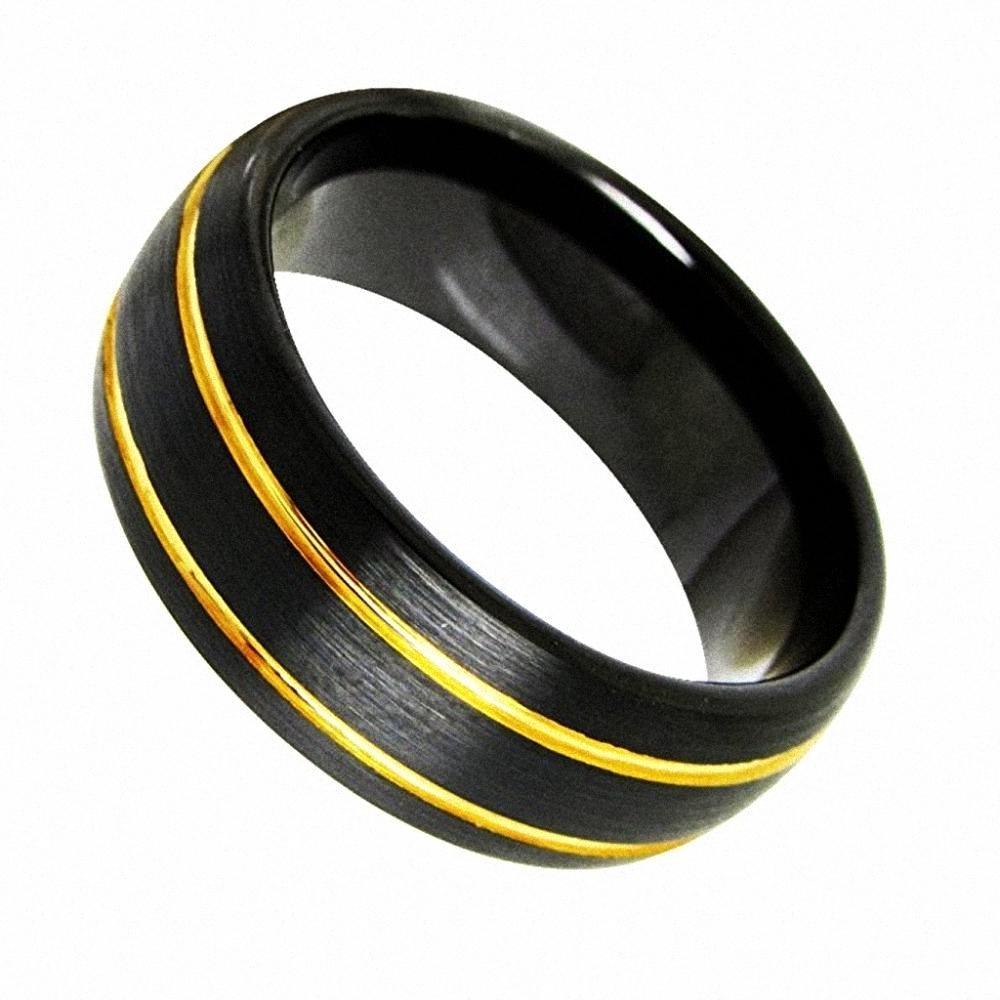 8mm Black Brushed Dome Tungsten Mens Ring