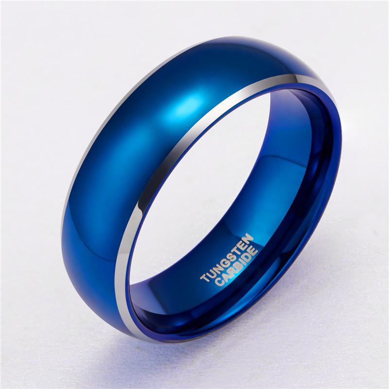 8mm Blue and Silver Color Tungsten Mens Ring - 1 Engraving