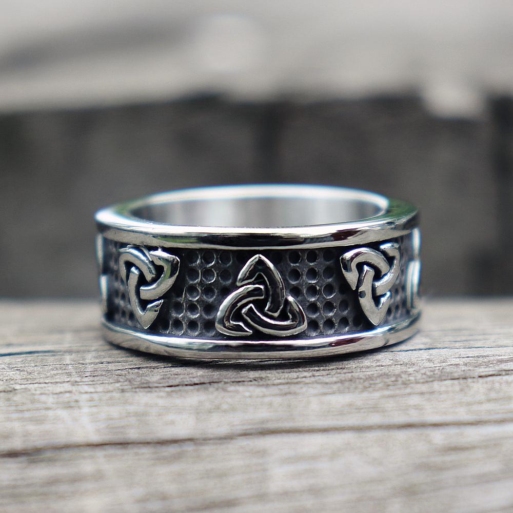 8mm Celtic Trinity Knot Stainless Steel Silver Unisex Ring