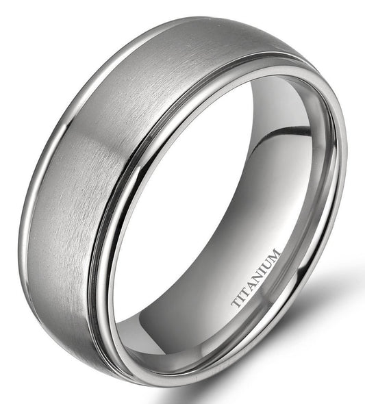 8mm Classic Silver Dome Mens Ring
