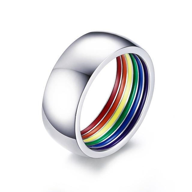 8mm Colorful Inner Rainbow Stainless Steel Unisex Ring (3 colors)