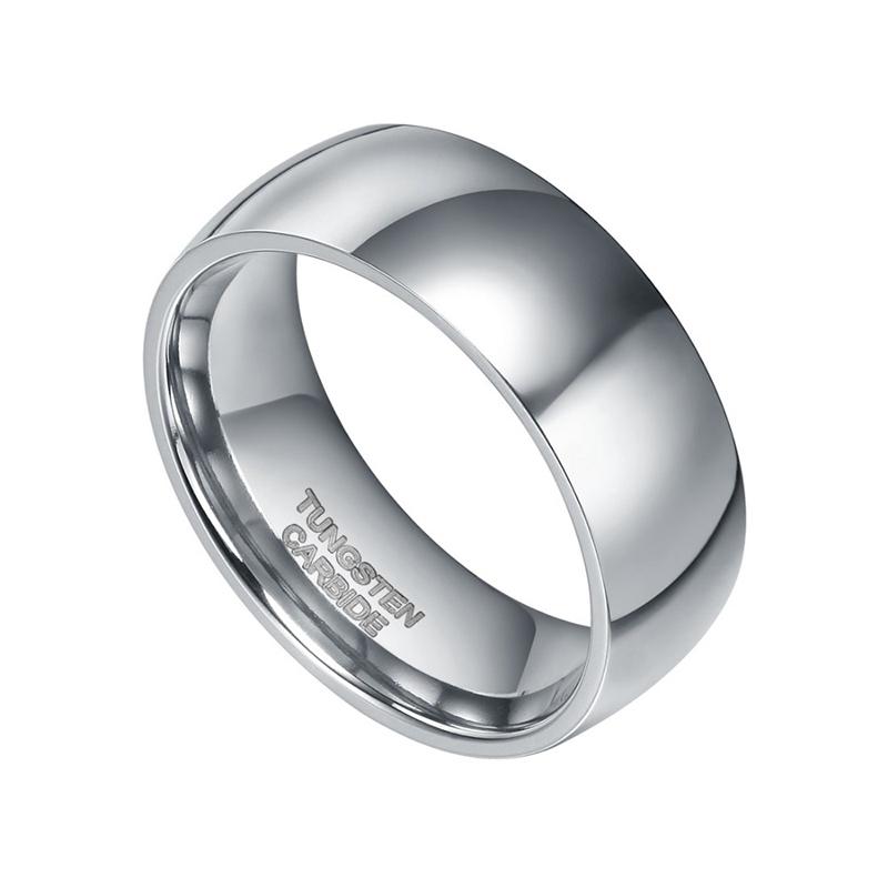 8mm Dome Silver Polished Mens Ring