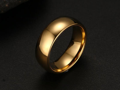 8mm Domed Polished Tungsten Unisex Rings (3 colors)