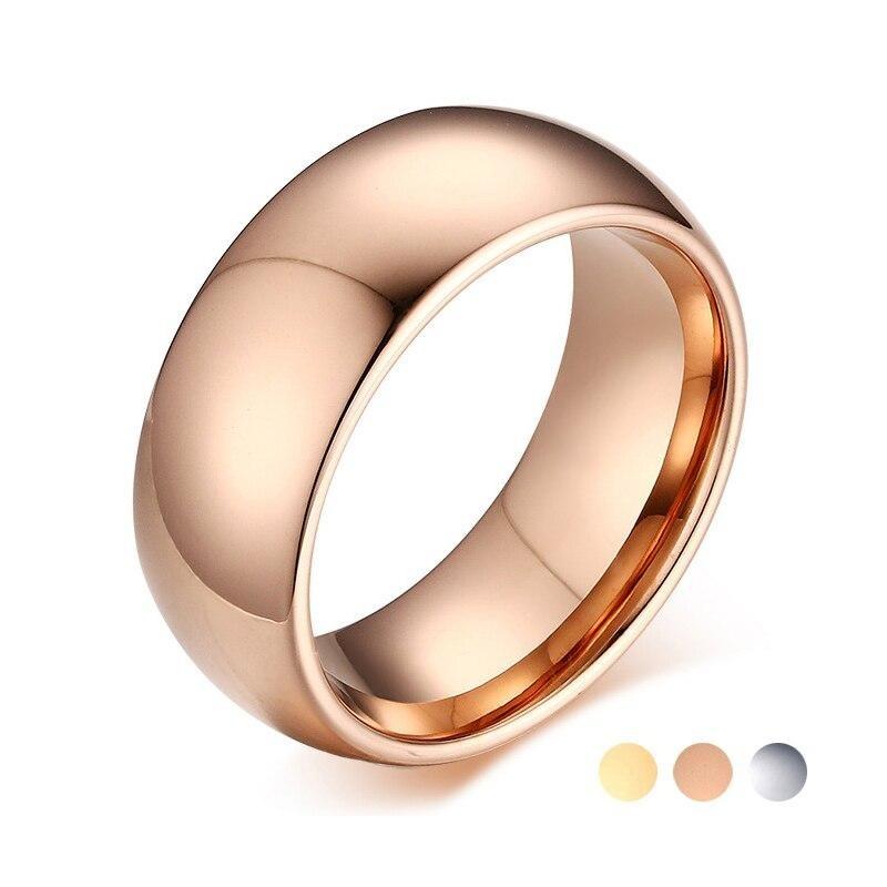 8mm Domed Polished Tungsten Unisex Rings (3 colors)