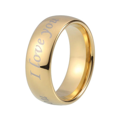 8mm I Love You Gold Plated Tungsten Mens Ring