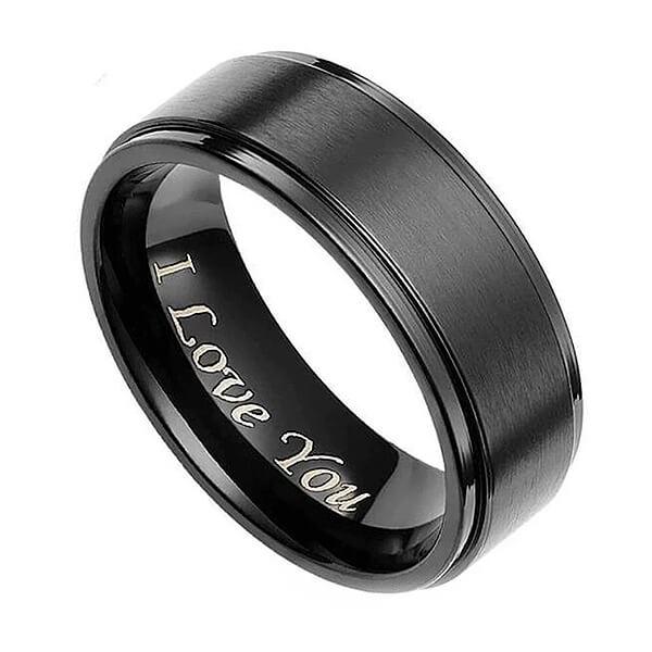 Black Zircon Stainless Steel Pair Couple Rings Men Women - Temu