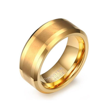 8mm Luxury Gold Color Matte Finish Tungsten Mens Ring