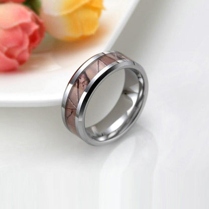 8mm Nature Camo Inlay Tungsten Unisex Ring