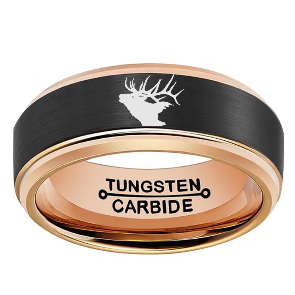 8mm New Two-Tone Black & Rose Gold Mens Ring