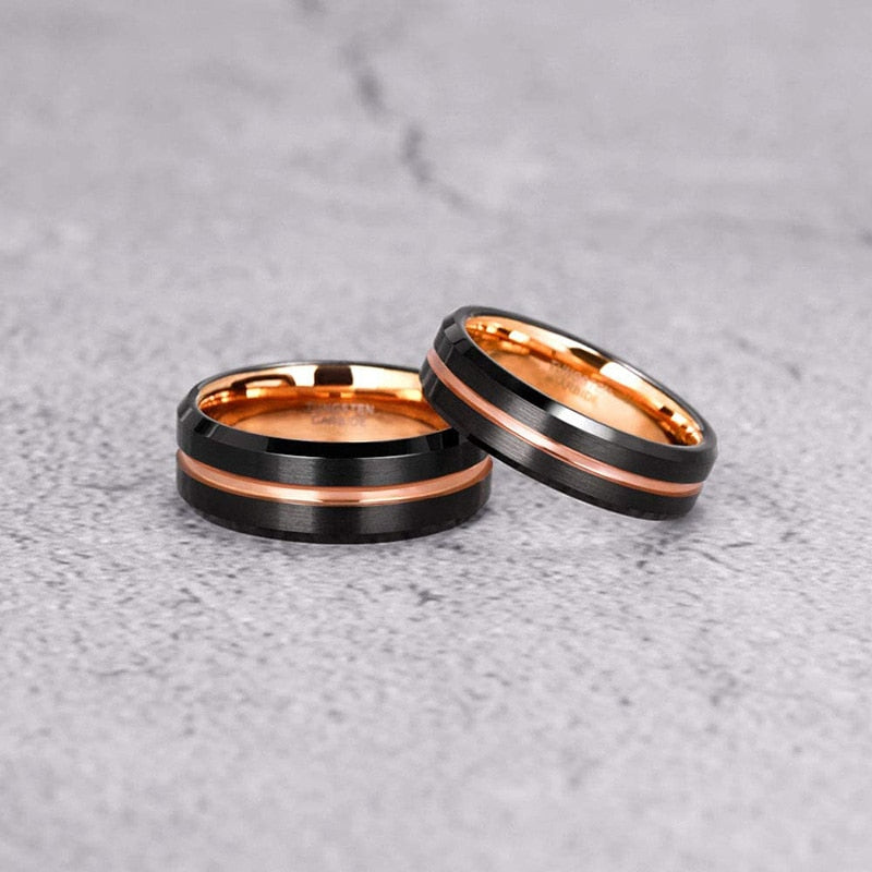 Rose Gold Expensive Black Wedding Bands 8mm Or 6mm Luxury Black