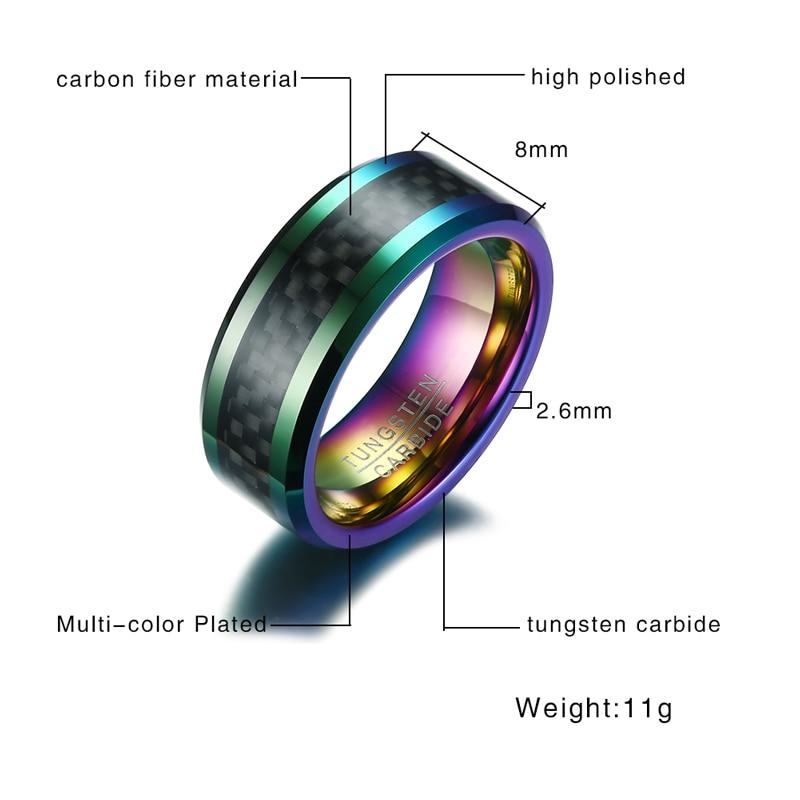 8mm Pattern Inlay & Colorful Tungsten Mens Ring