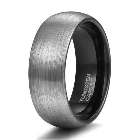 8mm Personalized Silver Black Tungsten Mens Ring - 1 Custom Engraving (optional)