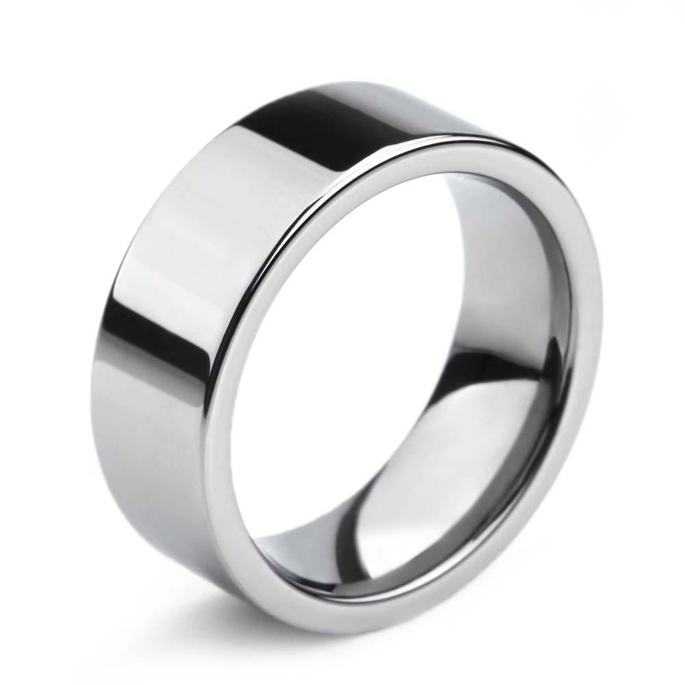 8mm Polished Silver Tungsten Mens Ring