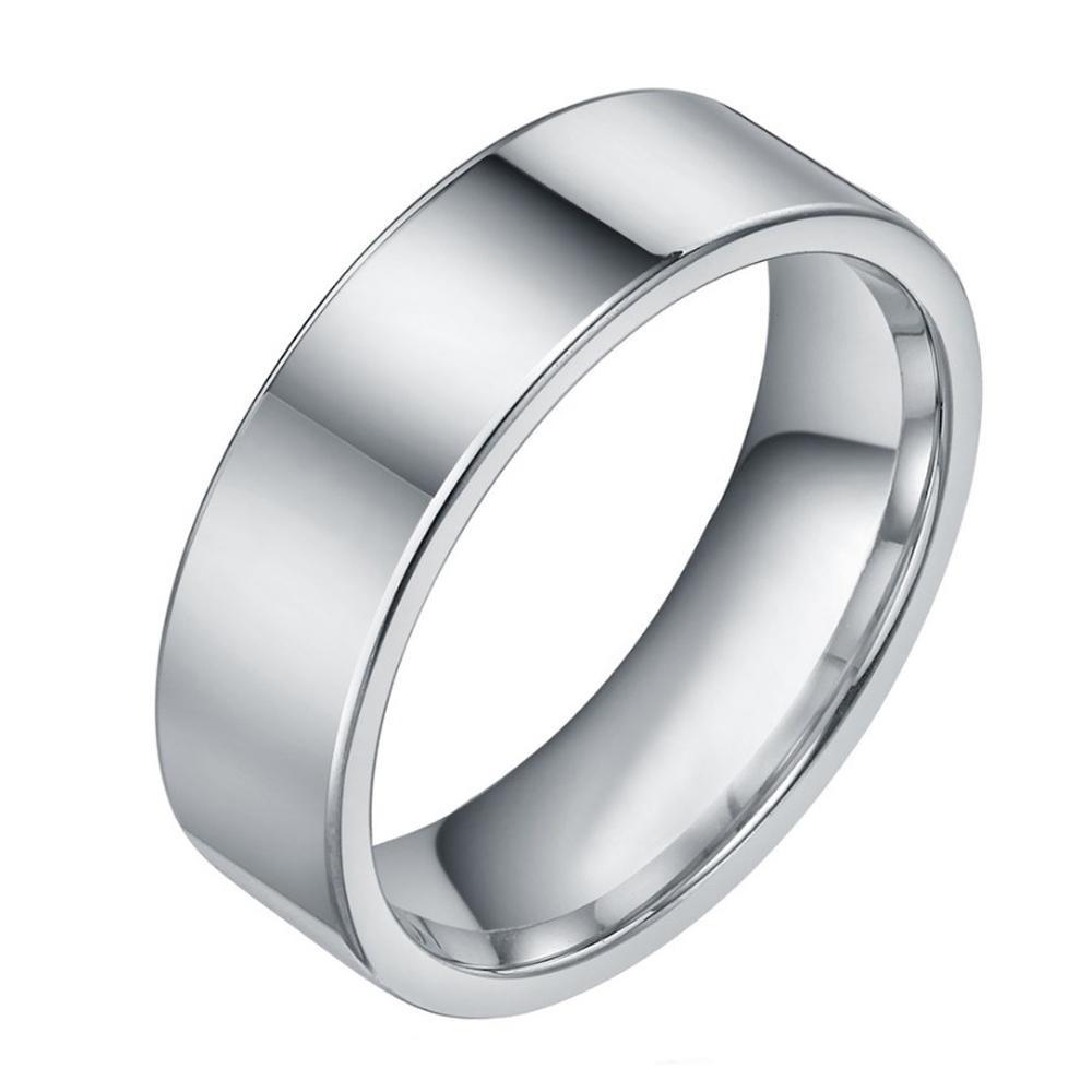 8mm Polished Silver Tungsten Mens Ring