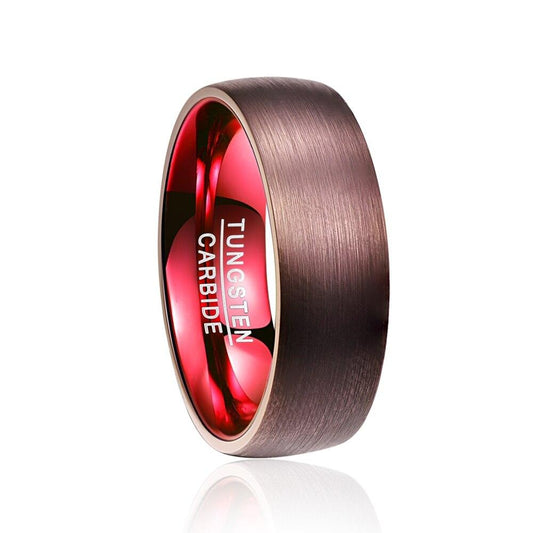 8mm Red & Chocolate Romantic Mens Ring