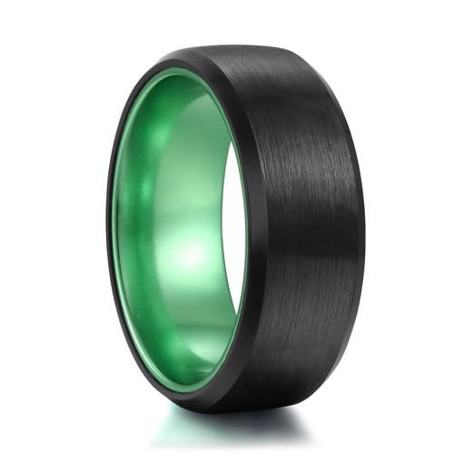 8mm Red, Green or Rose Gold & Black Tungsten Mens Ring