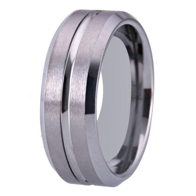8mm Metallic Polished Silver Tungsten Mens Rings