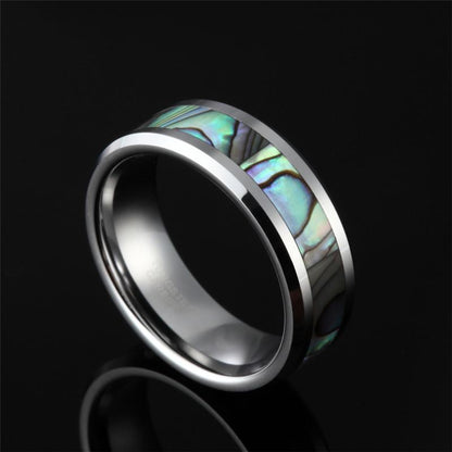 8mm Abalone Shell Inlay Tungsten Unisex Ring