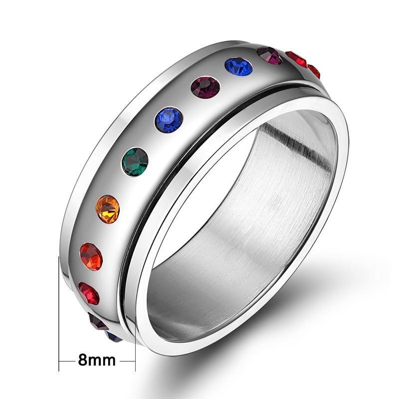 8mm UFO Sci-Fi Rotating Spinner Stainless Steel Unisex Ring (Anxiety Relief)