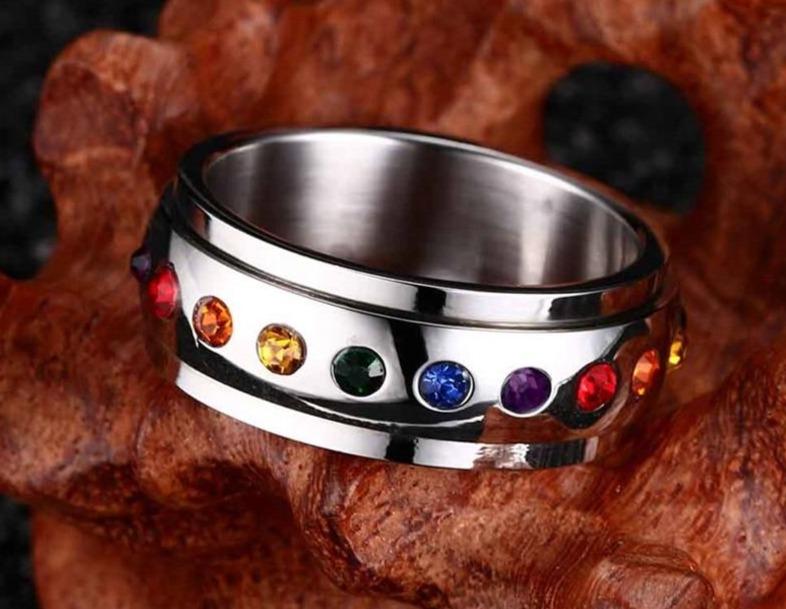 8mm UFO Sci-Fi Rotating Spinner Stainless Steel Unisex Ring (Anxiety Relief)