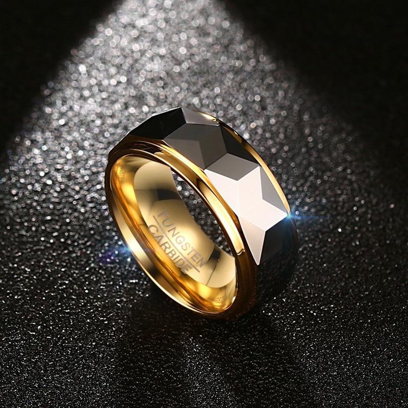 8mm Unique Geometric Silver & Gold Color Mens Ring