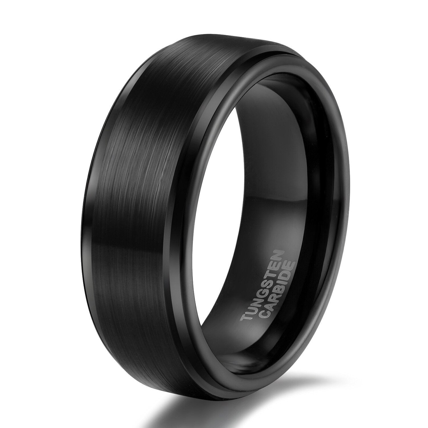 8mm & 6mm Brushed Tungsten Black Unisex Rings