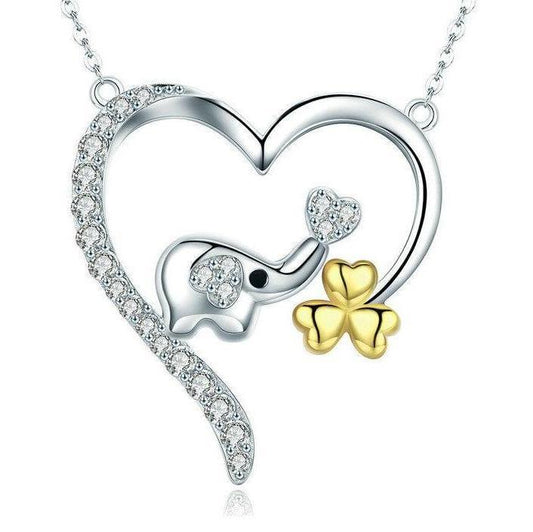 925 Sterling Silver Elephant Heart Necklace