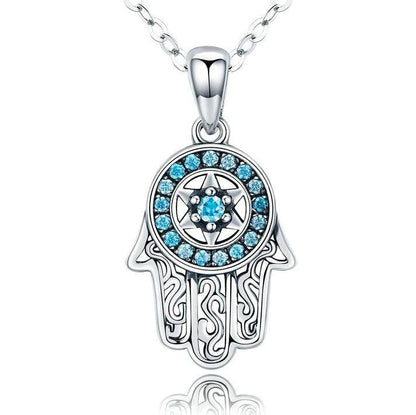 925 Sterling Silver Hamsa Guarding Hand Necklace