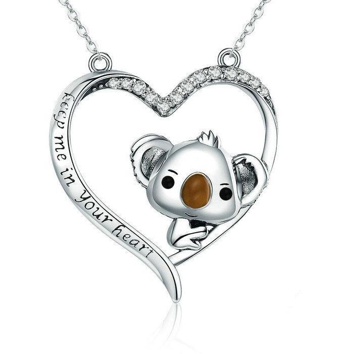 Koala Heart 925 Sterling Silver Necklace