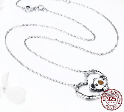 Koala Heart 925 Sterling Silver Necklace