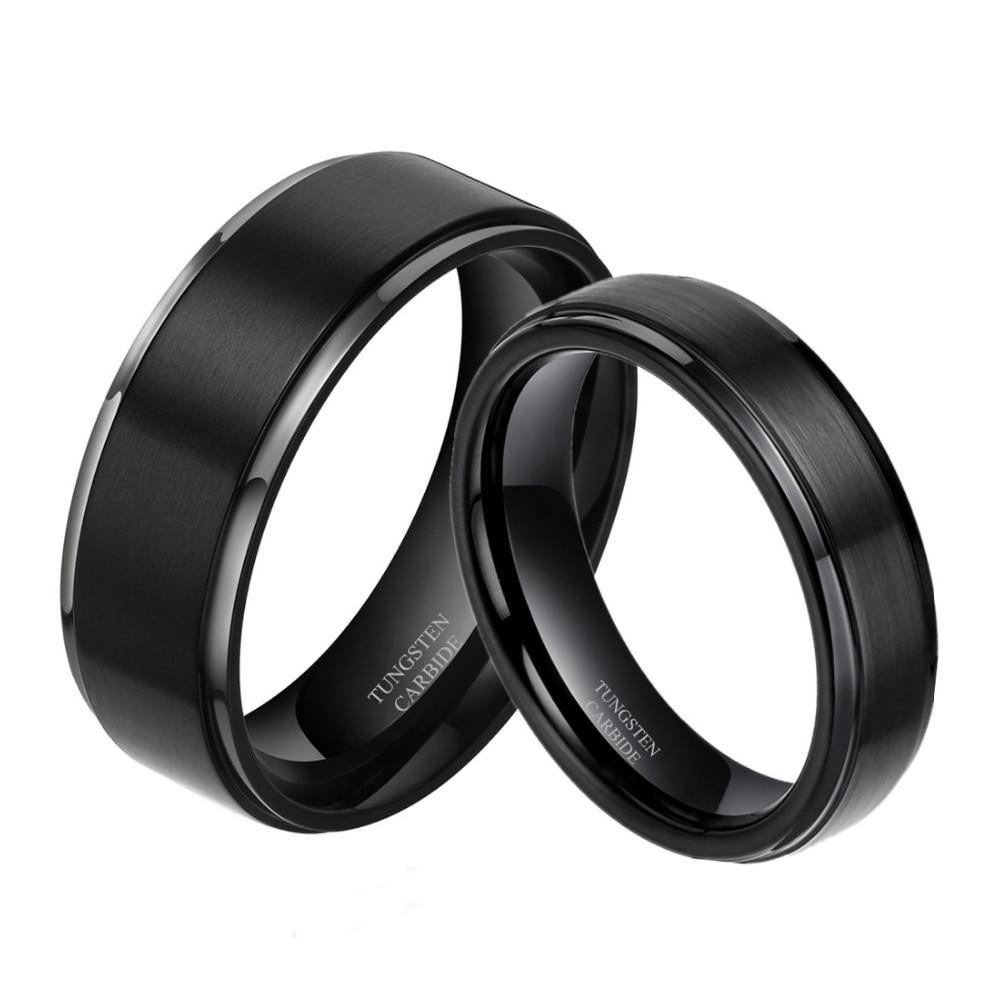 Black Matte Brushed Tungsten Rings - Promise Rings