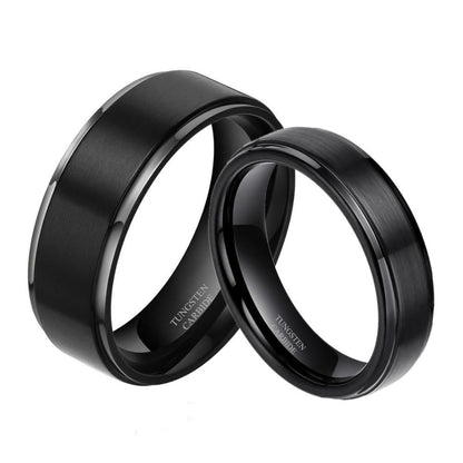 Black Matte Brushed Tungsten Rings - Promise Rings