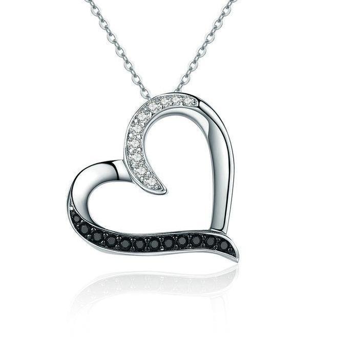 Classic Heart Cubic Zirconia 925 Sterling Silver Necklace - Necklaces