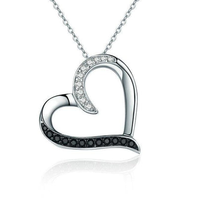 Classic Heart Cubic Zirconia 925 Sterling Silver Necklace - Necklaces