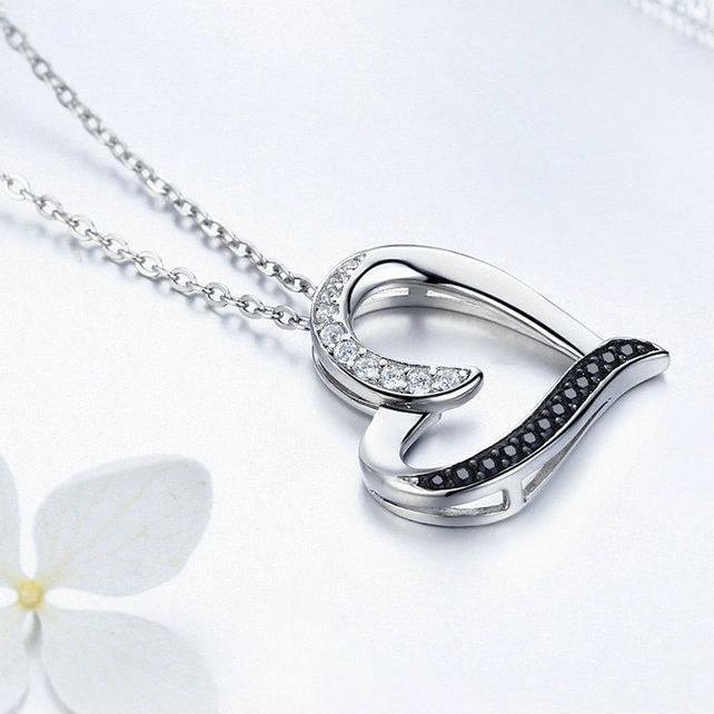 Classic Heart Cubic Zirconia 925 Sterling Silver Necklace - Necklaces